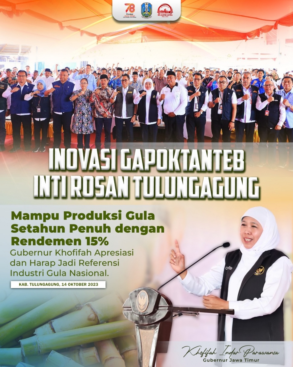 Gapoktan dan PT Tebu Inti Rosan bekerja sama memproduksi gula.  (Dok: Pemprov Jatim)