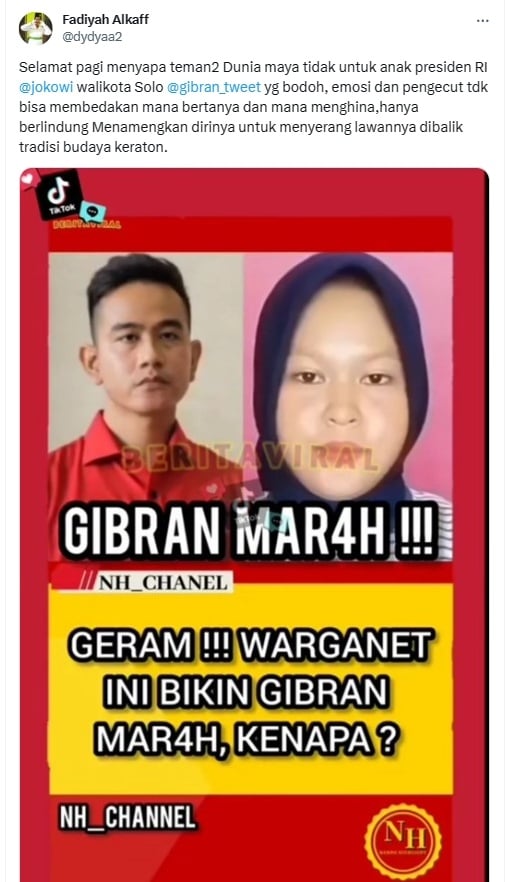 Sosok warganet ini ternyata yang membuat Wali Kota Solo Gibran Rakabuming Raka marah. [Twitter]