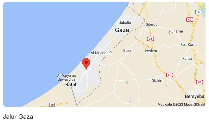 Map Jalur Gaza. (Dok. Google)