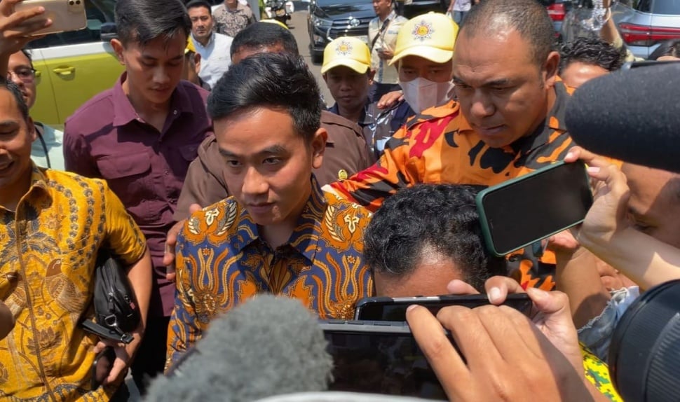 Gibran Rakabuming Raka menghadiri Rapimnas partai Golkar di Jalan Anggrek Neli Murni, Slipi, Jakarta Barat, Sabtu (21/10/2023). [Dok Ist]