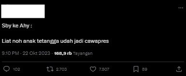 Viral ledekan warganet kepada AHY terkait Gibran cawapres Prabowo. (X atau Twitter).