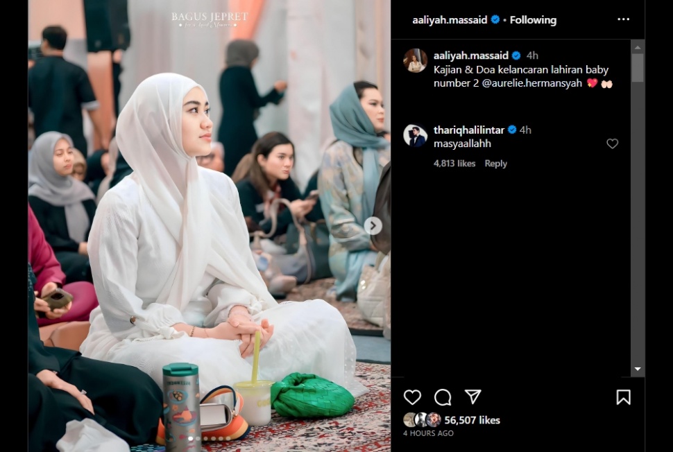 Reaksi Thariq Halilintar melihat Aaliyah Massaid berhijab (Instagram)