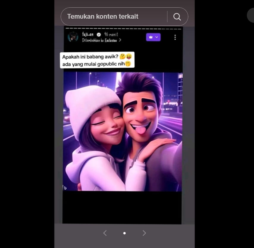 Fuji unggah foto animasi diduga bersama Asnawi (TikTok/@badhuman.__)