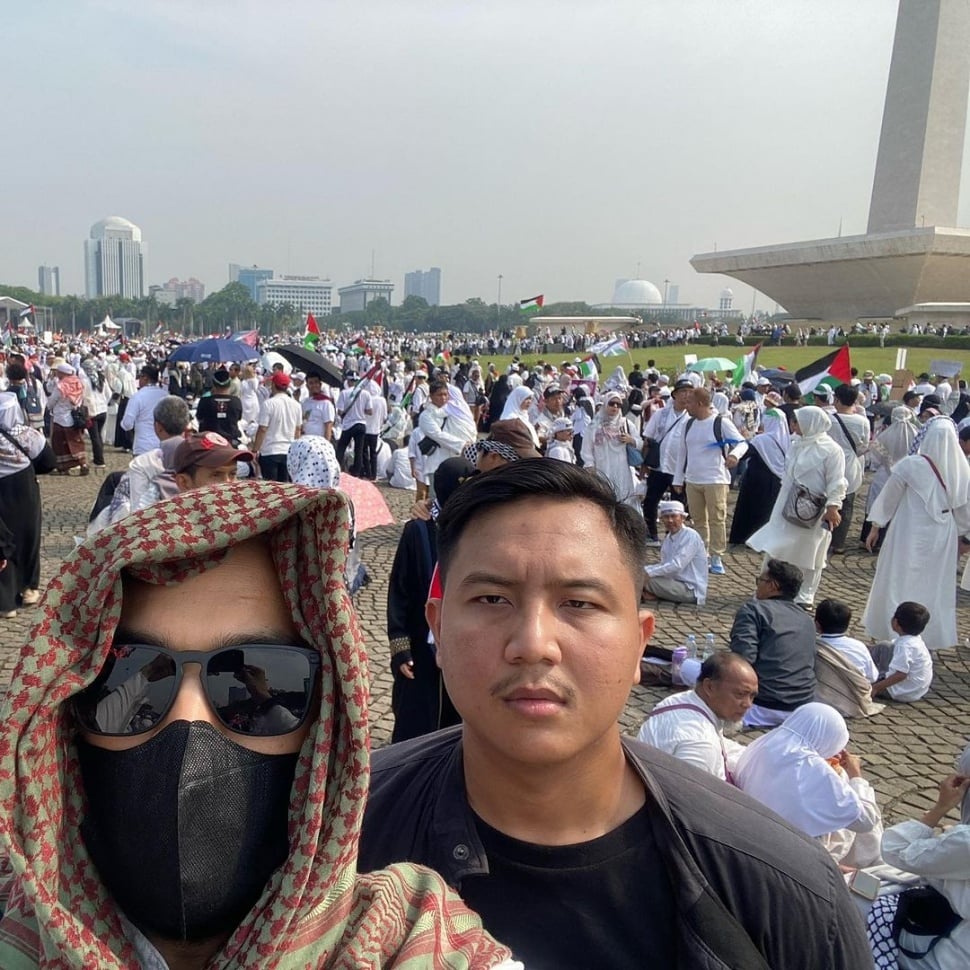 Artis Ikut Aksi Bela Palestina di Monas. (Instagram/teukuwisnu)