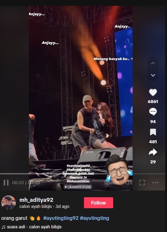 Aksi Ayu Ting Ting dinilai erotis (TikTok)