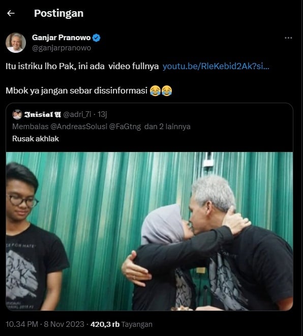 Ganjar Pranowo keciduk berciuman dengan perempuan (X)