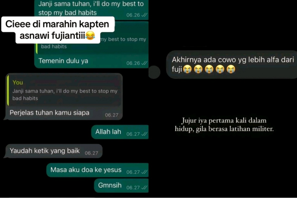 Chat Diduga Fuji dan Asnawi Mangkualam (TikTok/@prettyctnp)