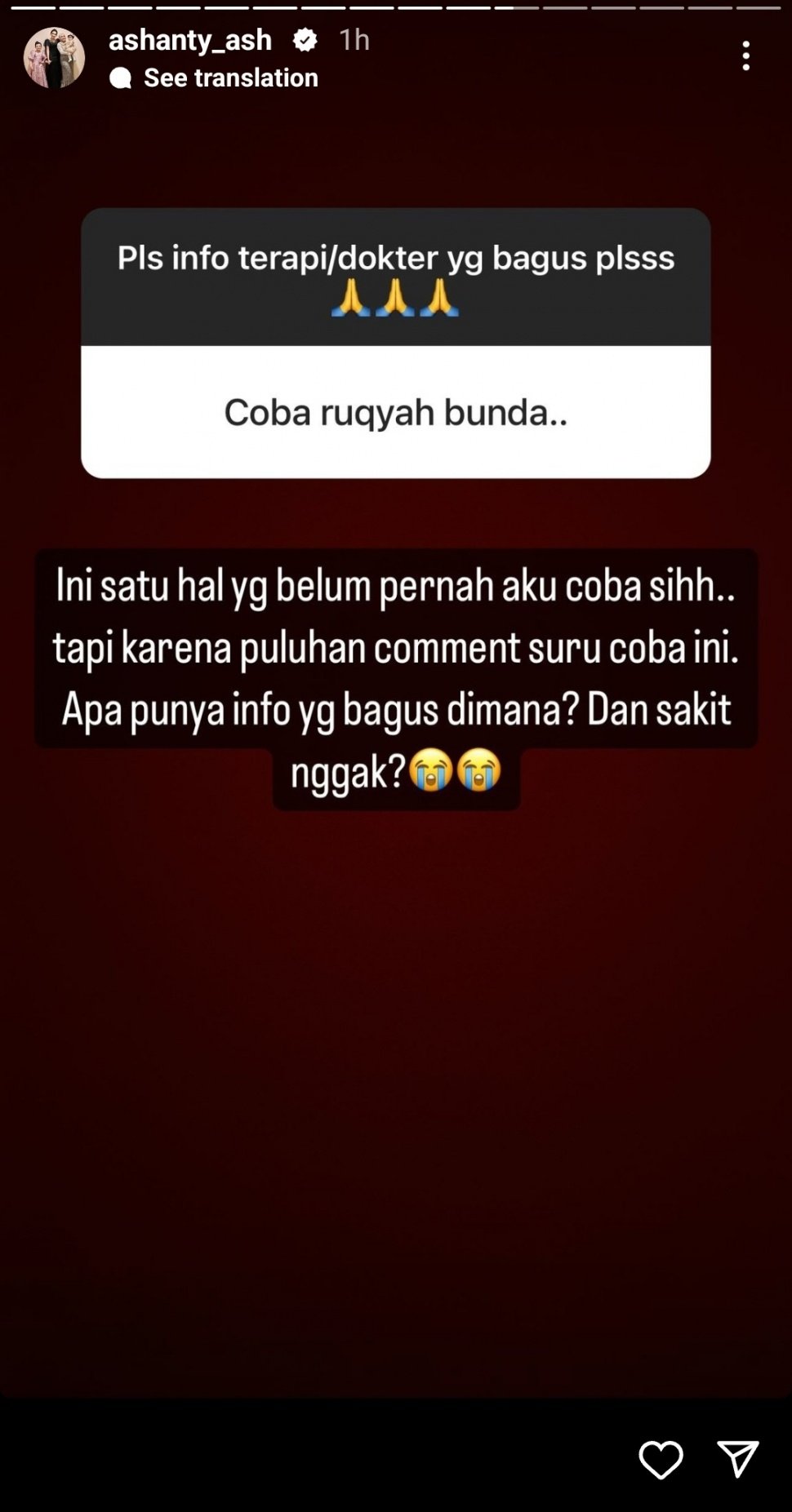 Ashanty Tertarik Jalani Ruqyah karena Alami Insomnia Parah. (Instagram)