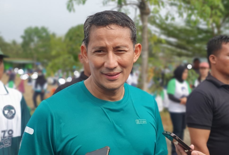 Ketua Badan Pemenangan Pemilu (Bapilu) PPP, Sandiaga Salahudin Uno saat ditemui di Sleman, DI Yogyakarta, Minggu (12/11/2023). [Hiskia Andika Weadcaksana/Suarajogja.id]