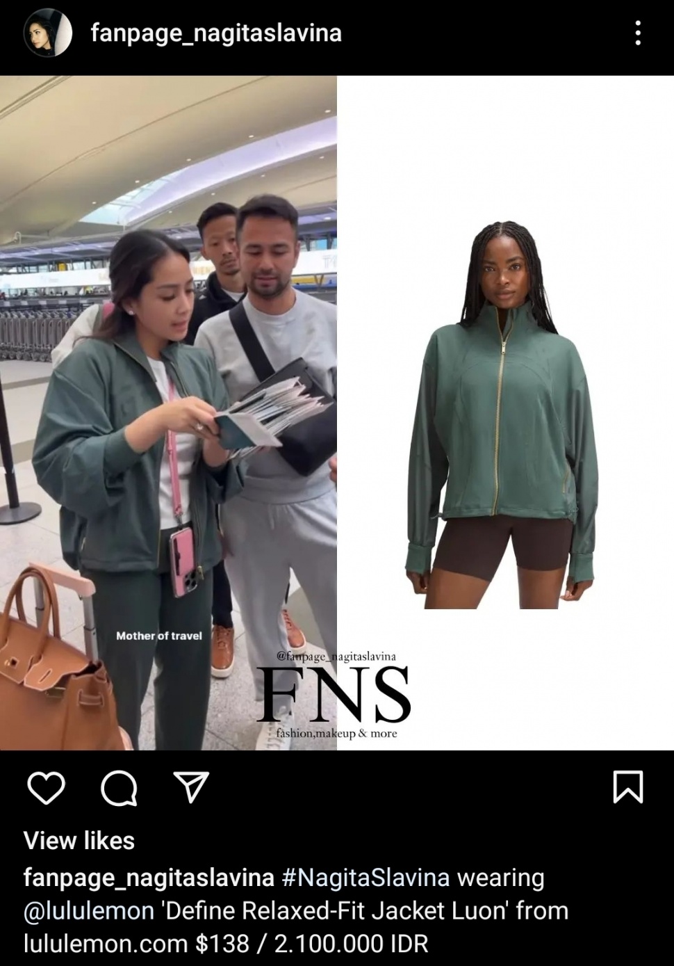 Fashion item Nagita Slavina di Bandara AS. (dok. Instagram)