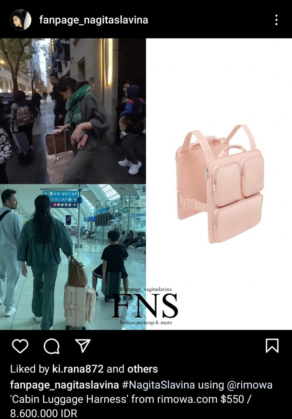 Fashion item Nagita Slavina di Bandara AS. (dok. Instagram)