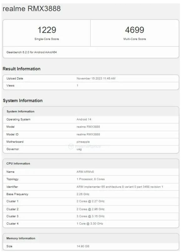 Spesifikasi Realme GT5 Pro muncul di Geekbench. (Geekbench)