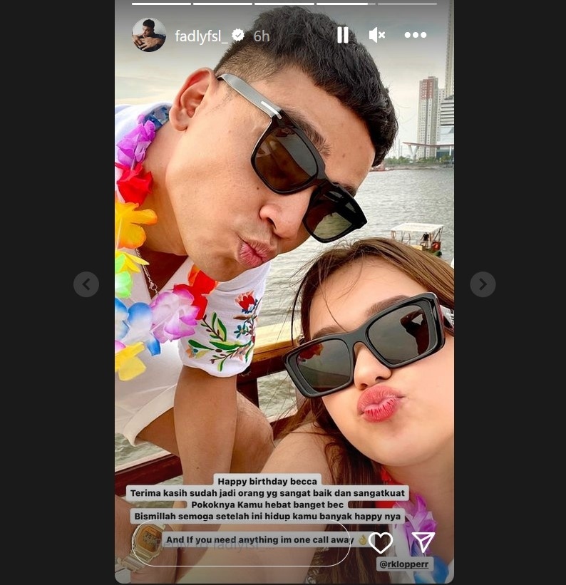 Fadly Faisal masih mengucapkan selamat ulang tahun untuk Rebecca Klopper. [Instagram]