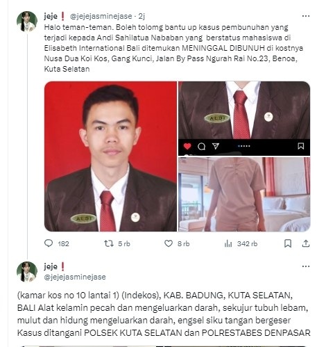 Mahasiswa meninggal mengenaskan (X)