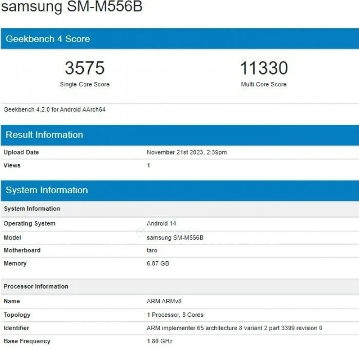 Samsung Galaxy M55 muncul dalam jaringan benchmark. (Geekbench)