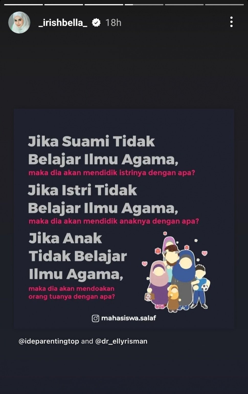 Postingan Irish Bella Soal Kewajiban Suami di Tengah Kasus Perceraian (Instagram)