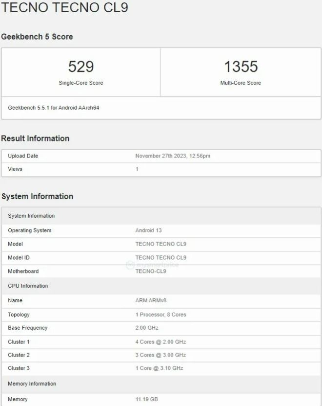 Tecno Camon 30 Premier 5G muncul di platform benchmark. (Geekbench)