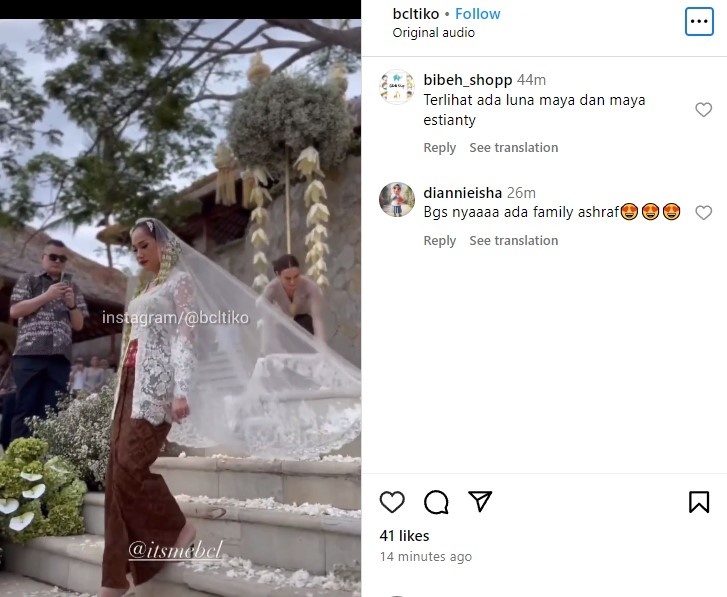 Penampakan BCL bekebaya putih (Instagram)