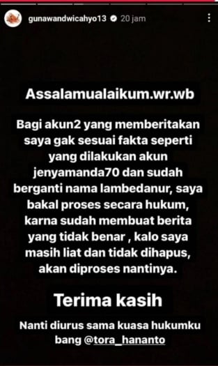 Unggahan Gunawan Dwi Cahyo (Instagram)