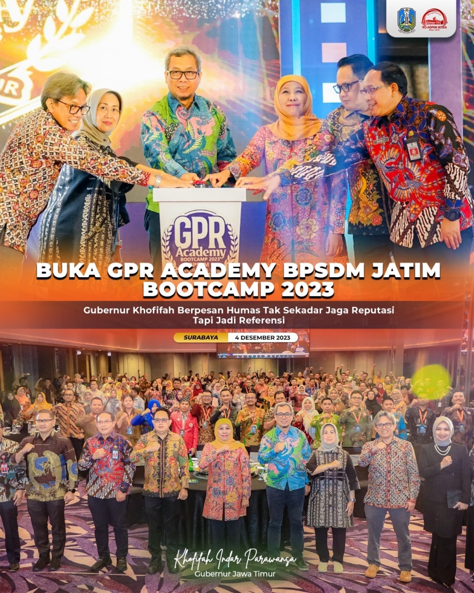 Pembukaan Government Public Relations (GPR) Academy BPSDM Jatim Bootcamp 2023 di Hotel Platinum Tunjungan Surabaya, Senin (4/12/2023). (Dok: Pemprov Jatim)