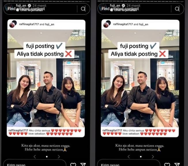 Fuji pamer foto bareng Aaliyah Massaid. (TikTok/sintasubw1n0)