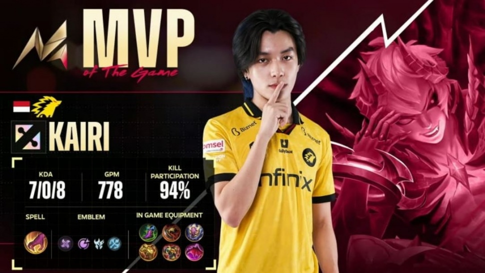 Item build Dyrroth tersakit ala ONIC Kairi di M5 Mobile Legends. (YouTube MPL Indonesia)