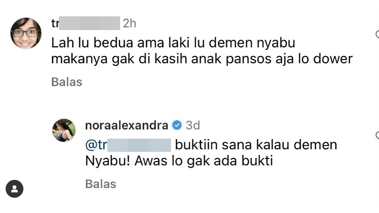 Unggahan Nora Alexandra. 