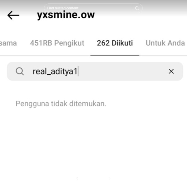 Yasmine Ow tidak mengikuti akun Instagram Aditya Zoni (Instagram)