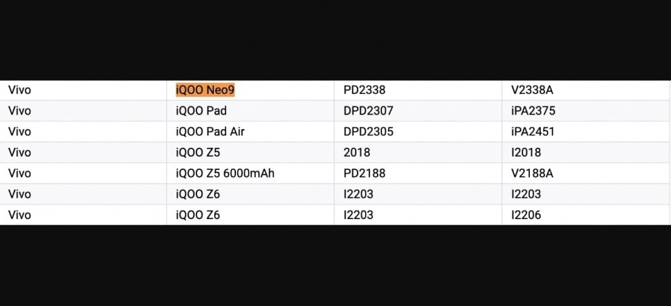 Bocoran iQOO Neo 9 dan iQOO Pad Air. [Thetechoutlook]