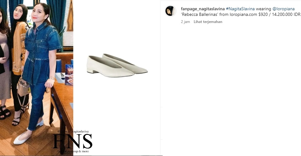 Nagita Slavina pakai flatshoes Loro Piana. (Instagram/@fanpage_nagitaslavina)