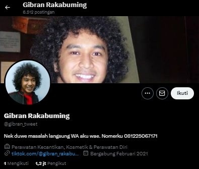 Gibran Rakabuming Raka ganti foto profil Twitter dengan wajah Giring Ganesha. (X/@gibran_tweet)