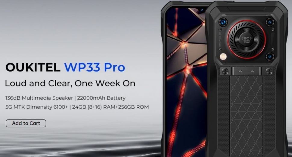 Oukitel WP33 Pro bawa akumulator 22000 mAh. (Oukitel)