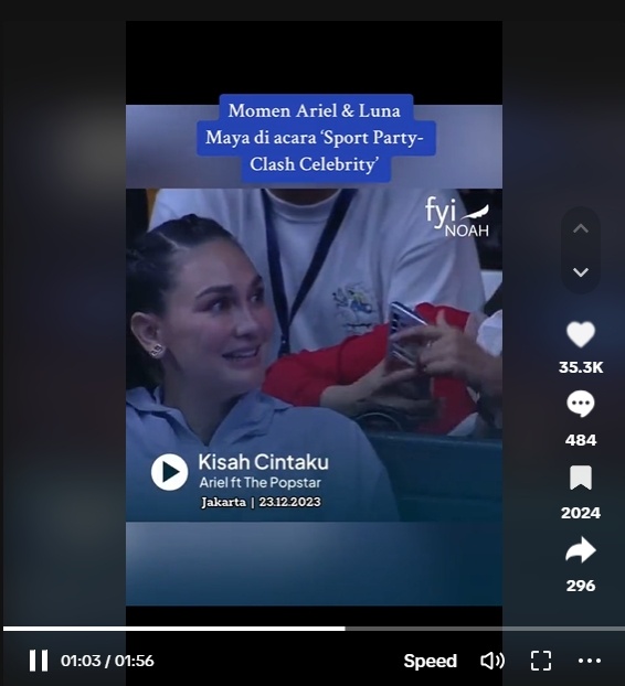 Luna Maya salah tingkah saat satu acara dengan Ariel NOAH (TikTok)