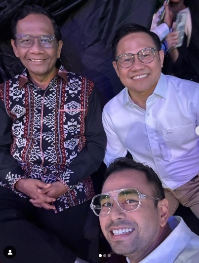 Raffi Ahmad bersama Mahfud MD dan Cak Imin (Instagram/@raffinagita1717)