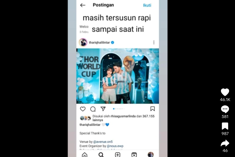 Tangkapan layar foto lama Thariq Halilintar dan Fuji. (TikTok/@seraaknan)