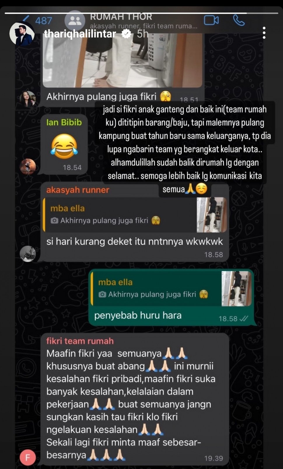 Thariq Halilintar Beberkan Kronologi Titipan Baju Fuji Tak Terbawa ke Semarang (Instagram)