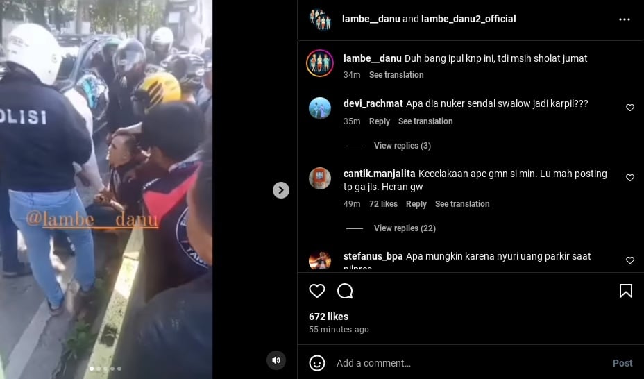 Tangkapan layar video Saipul Jamil diduga ditahan di pinggir jalan karena narkoba. (Instagram/@lambe__danu)