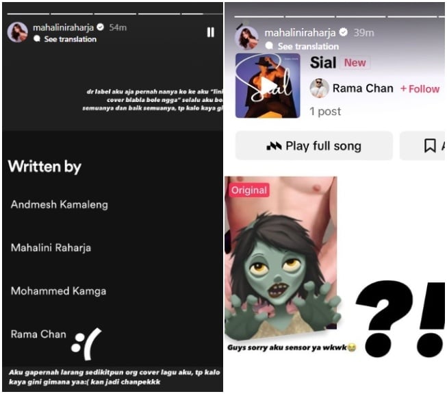 Lagu Sial milik Mahalini dibajak penyanyi Rama Chan (Instagram)