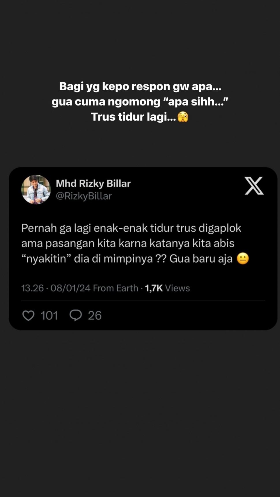 Unggahan Rizky Billar. 