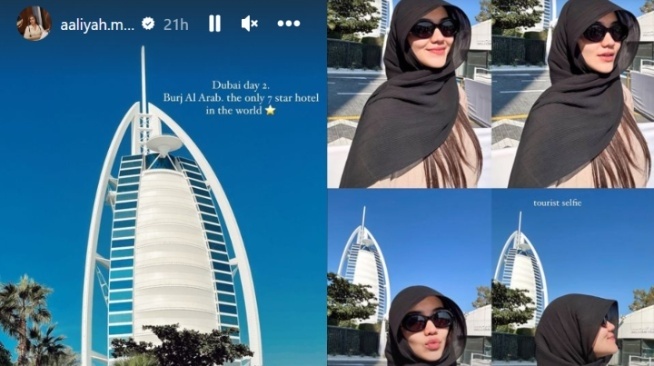 Aaliyah Massaid di depan Burj Al Arab (Instagram/aaliyah.massaid)