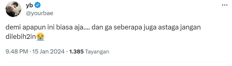 Cuitan Reza Arap usai dipuji membumi (X/yourbae)