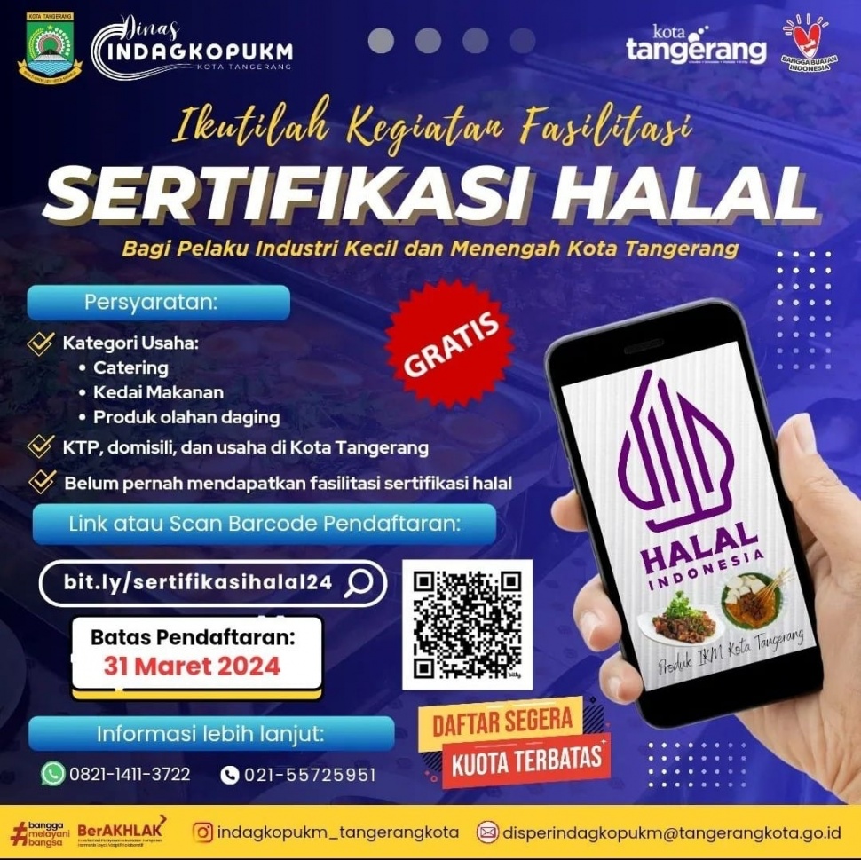 Persyaratan Sertifikasi Halal Gratis di Kota Tangerang, Banten. [IST]