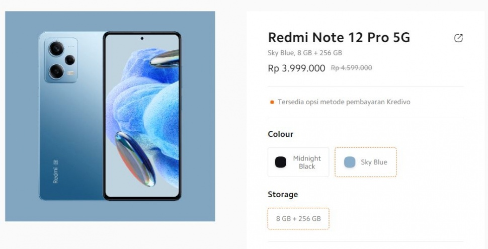 Update harga Redmi Note 12 Pro 5G. (Xiaomi)