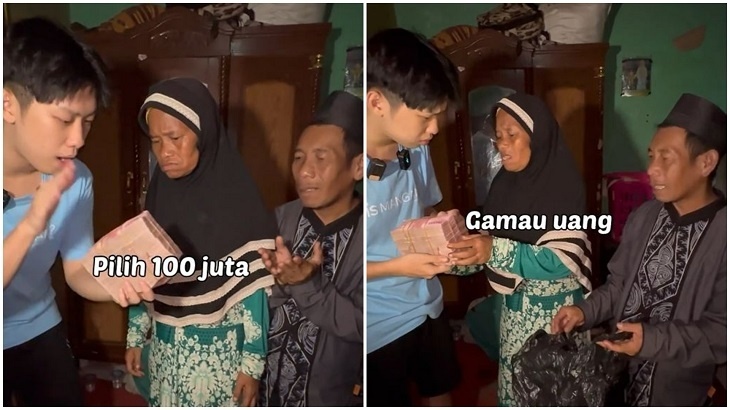 Pengemis viral 'A Kasihan A' menolak pemberian Rp 100 juta dari crazy rich. (TikTok/@williesalim)