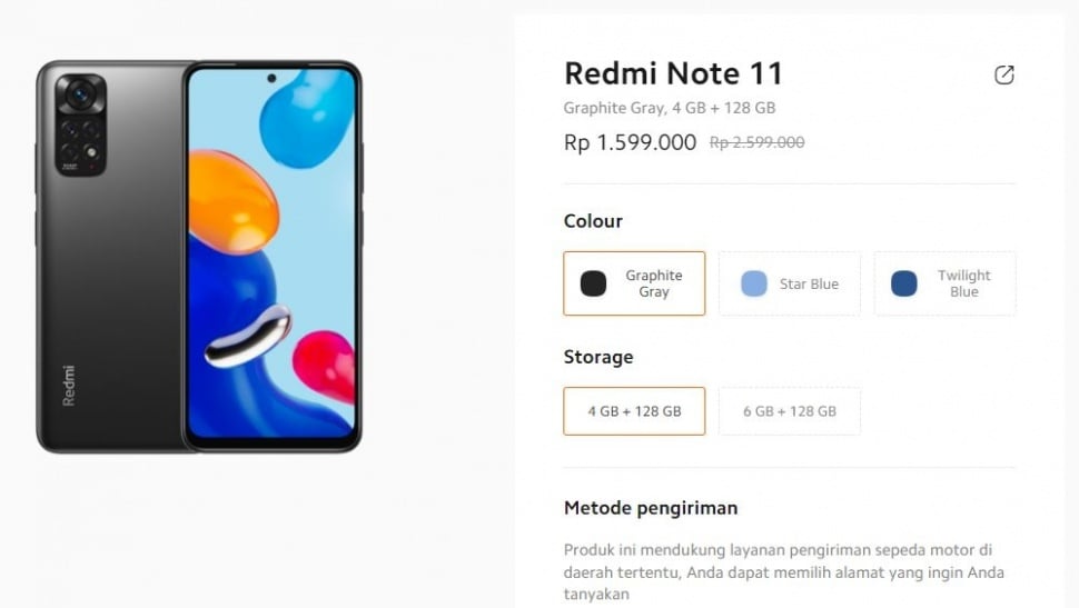 Update harga Redmi Note 11 Januari 2024. (Mi Store)