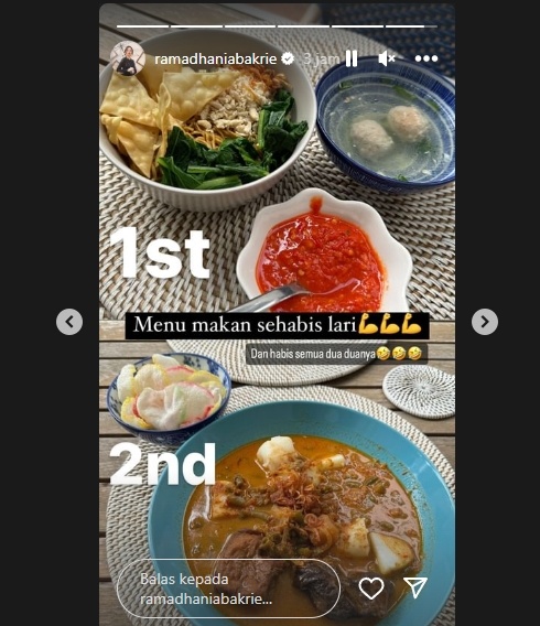 Makanan Nia Ramadhani. (Instagram/@ramadhaniabakrie)