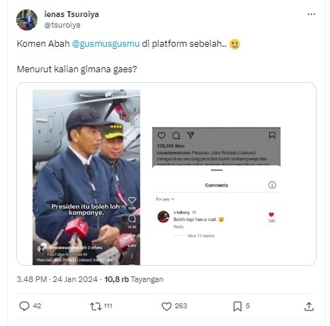 Komentar Gus Mus ke Jokowi (X)