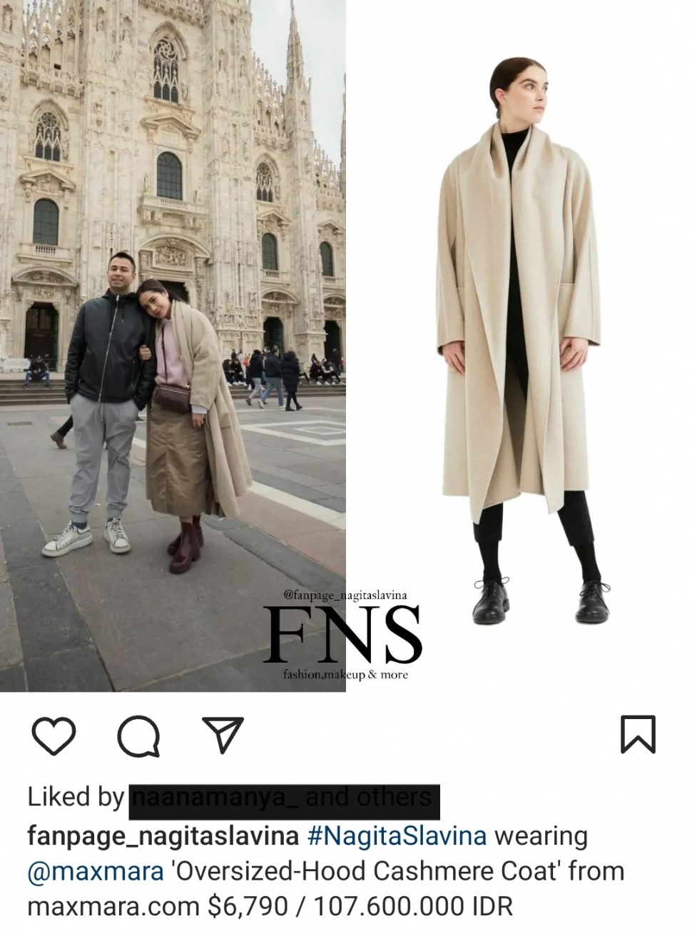 Harga Coat Nagita Slavina Saat Liburan ke Italia (Instagram)