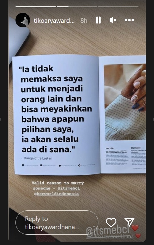 Story Tiko Aryawardhana (Instagram/tikoaryawardhana)