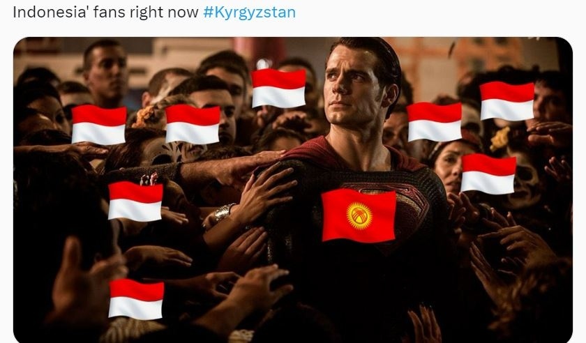 Meme Indonesia lolos 16 besar Piala Asia 2023. (X @sdmnilham_____)